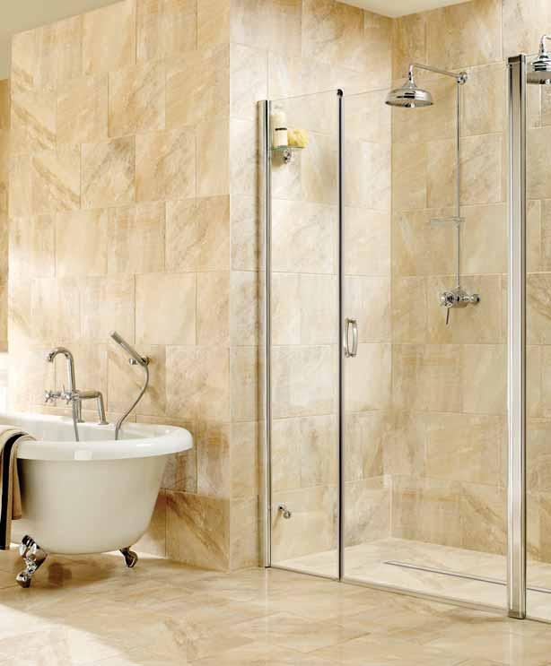 Wet Rooms Wet Room Recess Pivot Door 212-869 H: 1900 W: 1700mm 6mm Toughened Safety Glass Rise and fall hinge mechanism for a smooth door opening Encapsulated door