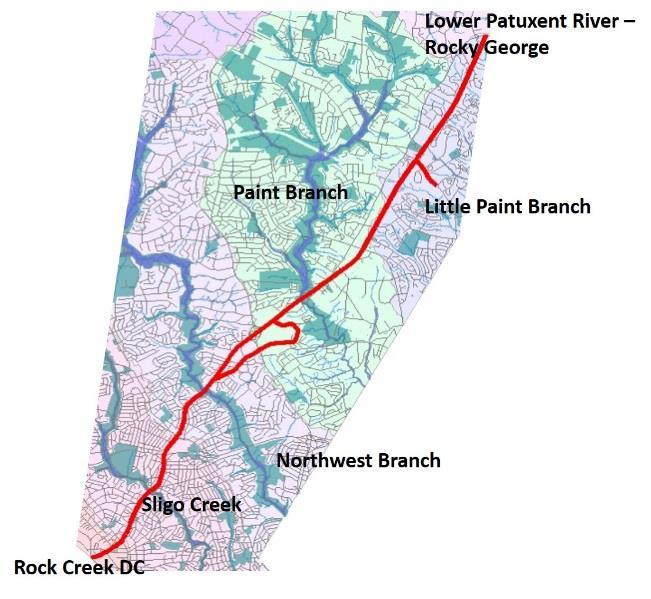 Figure 3: Subwatersheds Forest Conservation The proposed project is subject to the Montgomery County Forest Conservation Law (Chapter 22A of the County Code) but has received an exemption (42018245E)
