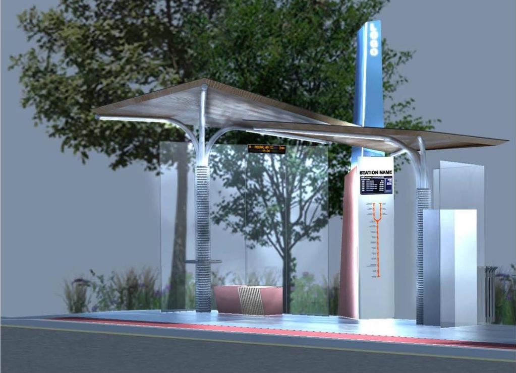High-Quality Transit Stations: The project will construct 11 high-quality stations along the corridor that will include weather protection, prepayment stations and real time information about bus