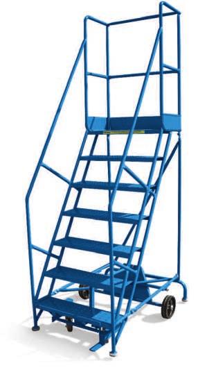 Dock Equipment ROLLING LADDERS (See page 508 for Ladder Selection Guide) 8 Rotates-In-Place Rolling Ladders Round tube construction 50 stairway and 60 standard slope Perforated tread Unassembled