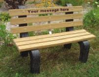 JAYHAWK PLASTICS Heritage Outdoor Benches 100% post-consumer recycled plastic 4' and 6' lengths 100% RECYCLED NEW Stylish design compliments your outdoor decor.