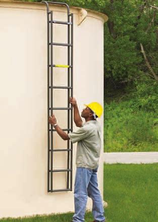 Slip-resistant rungs are made of 18"Wx 3 /4" dia. pipe. 1 /4x2" flat standoffs hold ladders 7" from wall. Walk-thru style has 42" walk-thru extension complete with handrails. Made in USA.