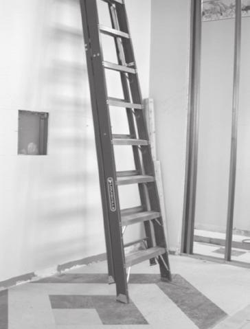 Stepladders and other self-supporting ladders Position stepladders and other self-supporting ladders so that all four legs are on solid, level ground. Lock the spreaders in the fully open position.