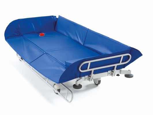 Overall 74cm 195cm Base 60cm Height range 41cm to 94cm Shower Trolley Designed to provide transport to and from the showering area, this mobile hydraulic Shower Trolley features a foam padded PVC