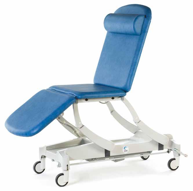 The couch features simple push button electric profiling of height, backrest and foot section angles to minimise manual handling risks when positioning the patient.