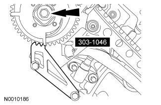 45. NOTICE: Damage to the camshaft phaser sprocket assembly will occur if mishandled or used as a lifting or leveraging device.