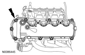 NOTICE: When removing the valve cover, make sure to avoid damaging the Variable Camshaft Timing (VCT) solenoid.