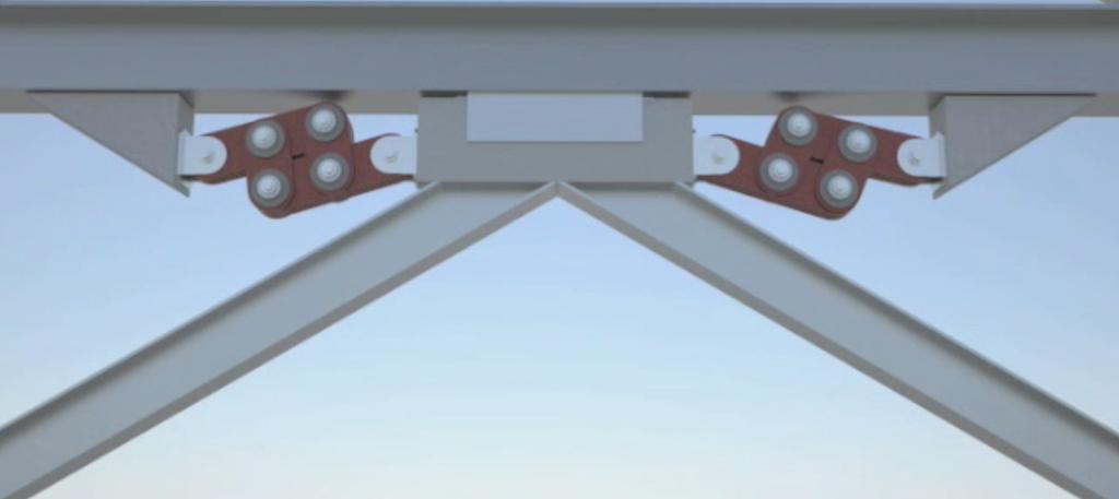 Figure 5. Dampers with 4 friction joints installed in frame structure. 3. EXPERIMENTAL TEST SETUP The damper was tested at Technical University of Denmark s testing facilities.