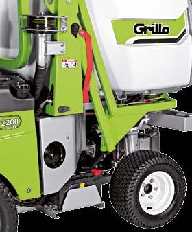 The grass filtering grill can be removed for cleaning.