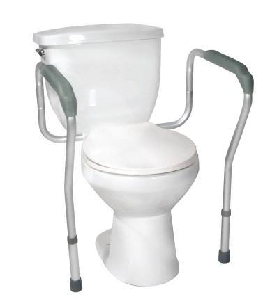 Drive Toilet Safety Frame BATH SAFETY Anodized aluminum is sturdy and lightweight. Plastic armrests provide additional comfort and support.