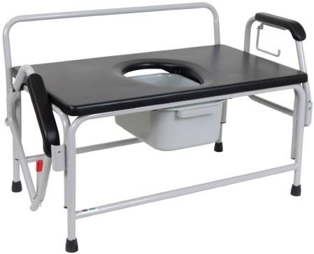 Durable, heavy-duty, gray powder-coated steel tubing is sturdy and easy to maintain. Large, durable snap-on seat. Plastic armrests provide comfort and stability.