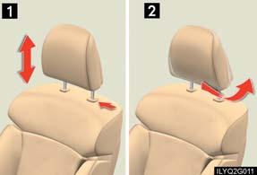 11) Horizontal adjustment: grip head restraint and twist to tilt forward or backward.