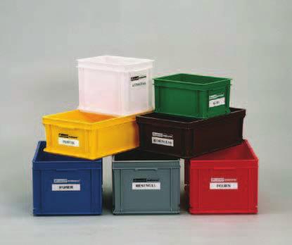 Polymer Containers and Labels Polymer containers for the halinorm system and for Straubing plus collectors Five different sizes of containers are available in a variety of heights, widths and depths.