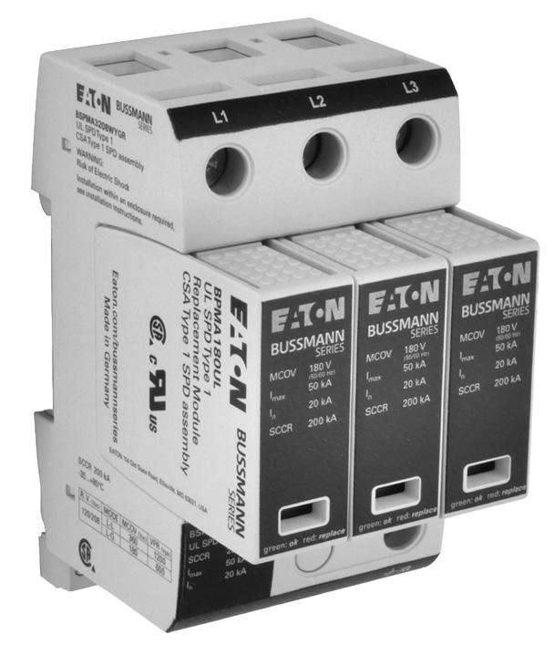 Surge Protection Devices (SPDs): Features Heavy-duty zinc oxide varistors for high discharge capacity Module locking system with module release button make module replacement easy without tools 200 k
