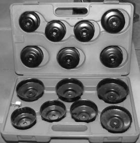 Cover with Lock and Key Cup Type Oil Filter Wrench Set 15 Piece