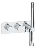 00 TWIN VALVES - us i h sh h a an a i i n un i n su h as sli ail i han s - controlling on/off function, temperature and diverter to switch from shower head to second outlet BATH ROOM CASPIAN SQUARE