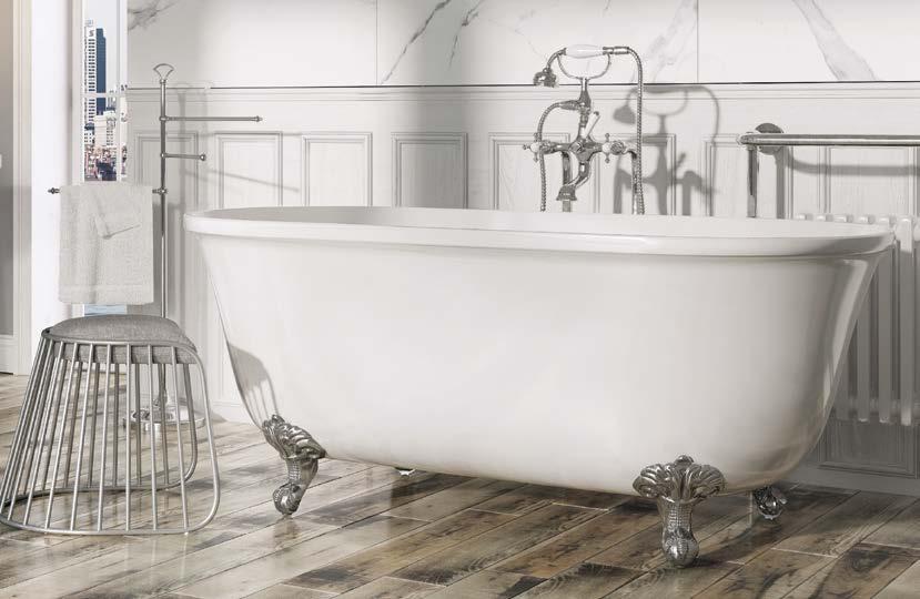 00 DIMENSIONS BOLTON FREESTANDING ACRYLIC BATH - on chrome feet - double skin acrylic - waste and tap not included