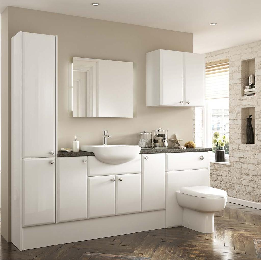 ORLEANS - saponetta gloss white door (matt white cabinet) shown with: HANDLE -