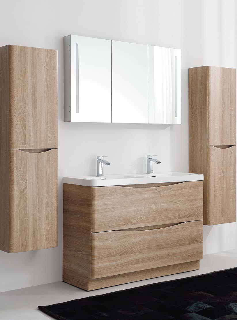 ENVY FLOOR STANDING shown: light oak with composite resin basin 400 300 1500 ENVY wall mounted tall cabinet - soft close doors - supplied rigid - available left and right hinged