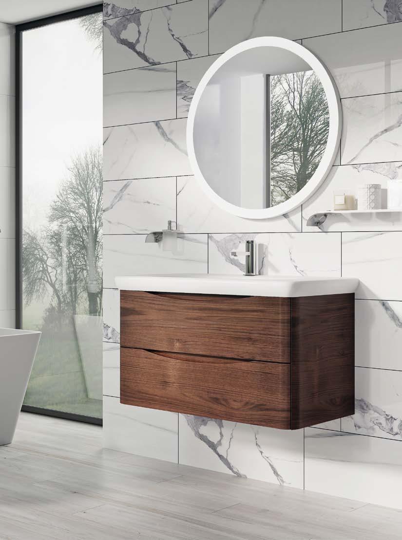 NEW ENVY WALL MOUNTED shown: rosewood with composite resin basin 400 300 1500 ENVY wall mounted tall cabinetsoft close doors - supplied rigid - available left and right hinged