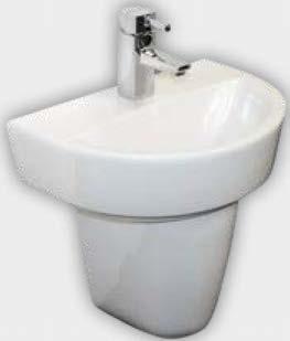 00 HELMSLEY CLOAKROOM BASIN & SEMI PEDESTAL - available with 1 tap hole - i h - tap shown - JTF8102 o/c: QHELMSLEY451TSPP