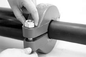 JOIN PIPE ENDS:Align the centerlines of the pipes and insert the smaller pipe end into the gasket.