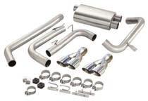99 kit CORSA Power Pulse Exhaust System with Pro-Series 3-1/2" Tips Adds 14 rear wheel horsepower Cat-back system Bolt-on installation Aircraft grade stainless steel mandrel-bent tubing 50 state