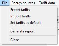 a valid exported tariffs file can be imported replacing all the existing data. Old engine files can be imported too.