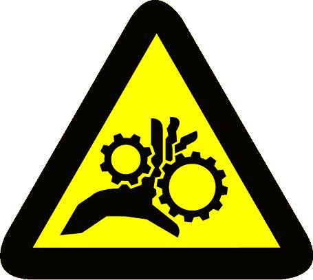 Entanglement: This icon indicates moving parts can crush and cut. Lock out power before servicing. Independent grounding should be provided to the system.