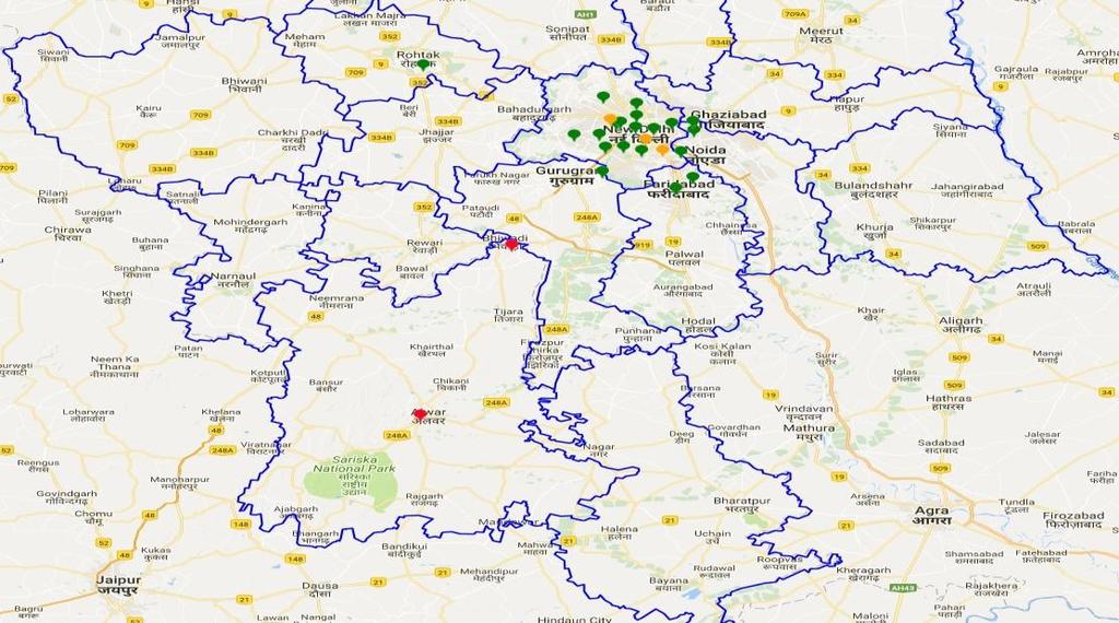 Spatial location of Stations :Delhi-NCR SPATIAL LOCATION OF AMBIENT AIR QUALITY MONITORING STATIONS IN DELHI-NCR 6 4 1 2 3 5 Station 1 Vasundhara** 2 Sector-62** 3 Sector-125** 4 Vikas Sadan** 5