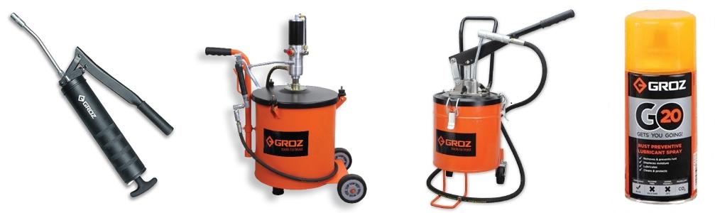 13 GREASING EQUIPMENT Grease Guns Pneumatic Grease Pumps Manual Grease Pumps Rust Removal Sprays Grease Guns GROZ offers large range of grease guns for general purpose lubrication across all sorts of