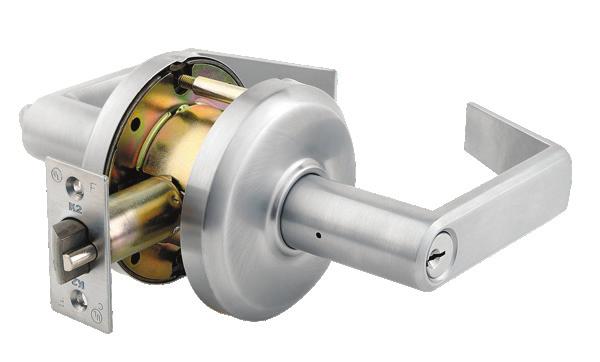 QCL200 Grade 2 Cylindrical Levers Sierra Stocked with a 2 /4 tall x /8 wide square face latch with a 2 3/4 backset Includes a 4 7/8 ANSI strike Stocked with a Schlage keyway; other keyways available