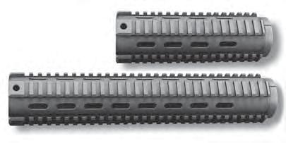 Molded of high density black polymer, with stainless steel heat shields and comfortable rubber rail covers - available in Carbine length only - a direct snap-in replacement for standard guards.