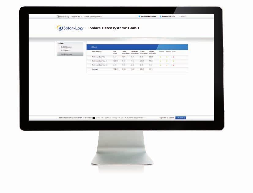The complete overview for installers, service providers and plant operators A wide range of reporting and presentation options The Solar-Log WEB Enerest XL can process and analyze plant data in a