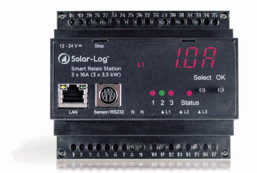 3 Smart Energy Appliances with line voltage and maximum power consumption of 16 amps can be directly switched with an external power relay, the Solar-Log Smart Relay Station.