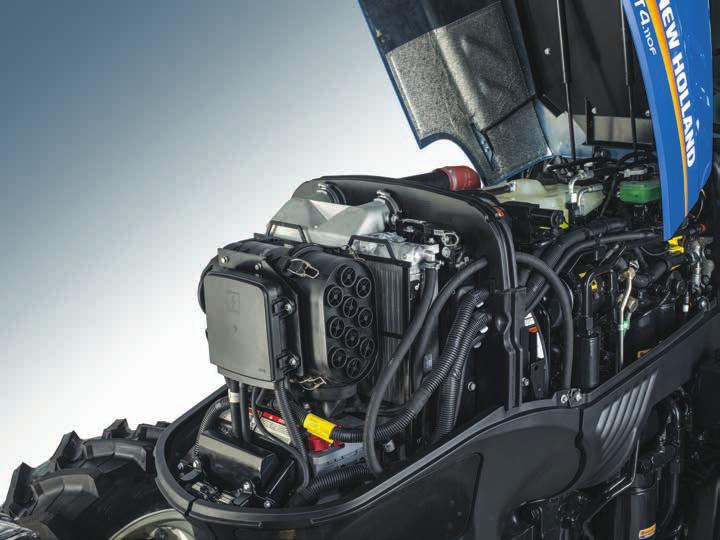 04 ENGINE Four cylinder power with ESM. The new T4.80, T4.90, T4.100 and T4.110 are powered by the 3.4 litre four-cylinder, FPT Industrial F5C engine purpose developed for tractor operation.