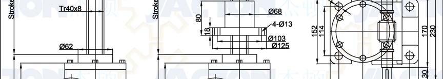 JTM50 Tr 40x8 Note: dimensions are subject to change without notice. 1. This dimension refers to the closed height and represents a minimum.