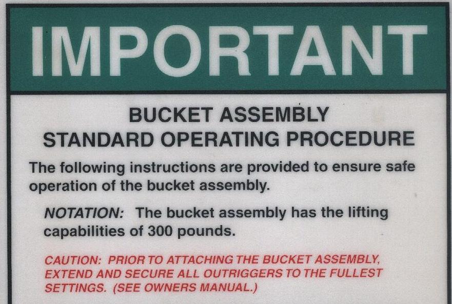 All of the bucket procedures can be found listed on the side of the bucket.