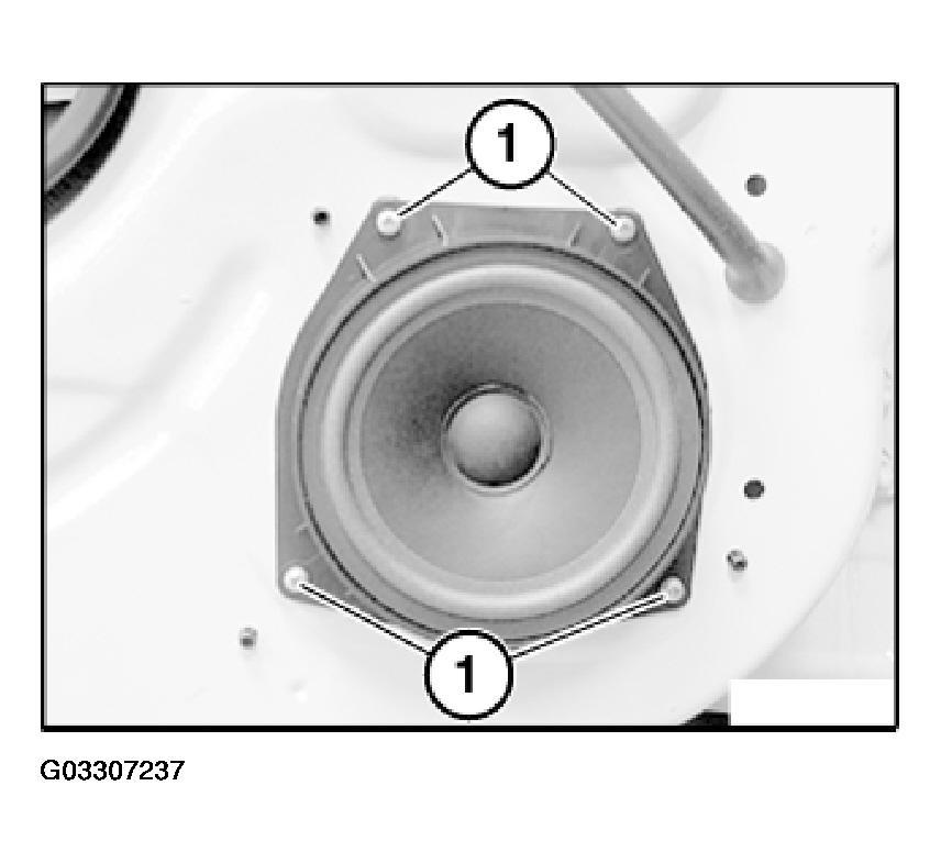 Release screws (1) and withdraw speaker. Disconnect plug connection and remove speaker. Fig.