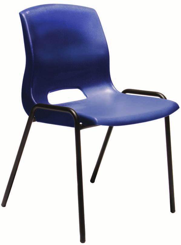 QUAD CHAIR A stackable plastic shell chair with a strong black powdercoated tubular frame.