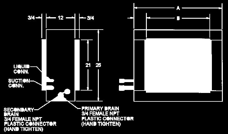 CSCF Horizontal Slab Evaporator Coils Specifications Model Capacity (Tons) Evap Coil Face Area¹ Liquid Connection Size Suction Piston Size² CSCF1824N6 1½-2 3⅓ ⅜" ¾".