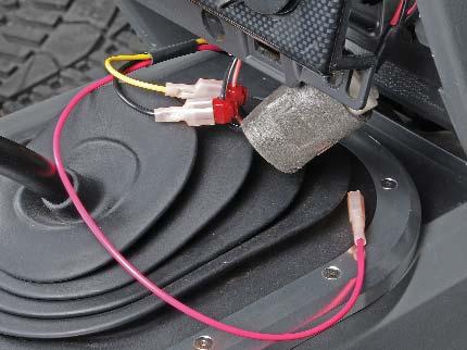 DVD Headrest JK Wrangler Installation Instructions Figure 12 Yellow Harness Black Harness Figure 13 Wire Tap Plug Attached to Driver Side Power Outlet Red Harness Blue/Pink Wire Power Outlet Plug