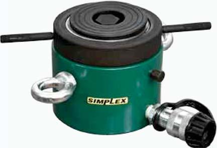 Simplex LP Series cylinders are designed specifically for lifting and load holding where space is at a minimum. D E & F apacity Tons Stroke Oil apacity Required (cu.in.) Ram ore Diameter Effective rea (sq.