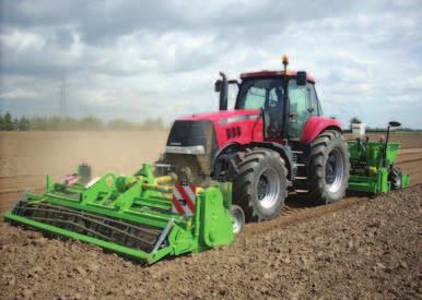 This may be done with one machine, or a combination of machines mounted front and rear on one tractor. Certain types of seed drill, for example, can sow fertiliser at the same time.