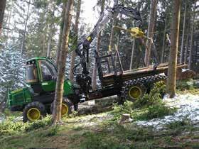 original crane - Careful handling of timber in the forest stand -