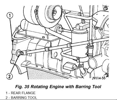 9. Remove nut and washer retaining injection pump gear to injection pump shaft (Fig. 34). Fig.