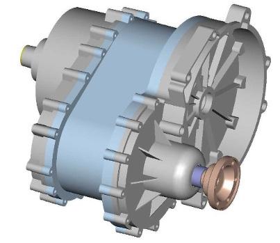 This makes many combinations of starter, alternator, combustion engine with ad- The Crank-CVT has a total weight of less then 40 kg without electric motor, which roughly equates to an equivalent