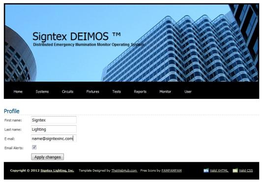 8.16.00 DATA PAGES (cont.) Usr: User first name, last name and Email address. Defaults are: First name: Signtex Last name: Lighting Email: name@signtexinc.