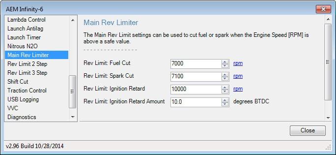 Setup Wizard 17 Main Rev Limiter Set desired main