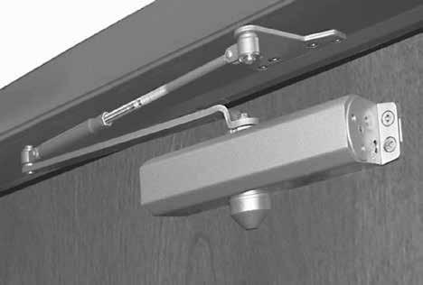 Parallel Application D-1610 Series Door Closer Specifications Closer mounted on PUSH side of door Can be templated for either 120 or 180 (when butt, frame and wall conditions permit.